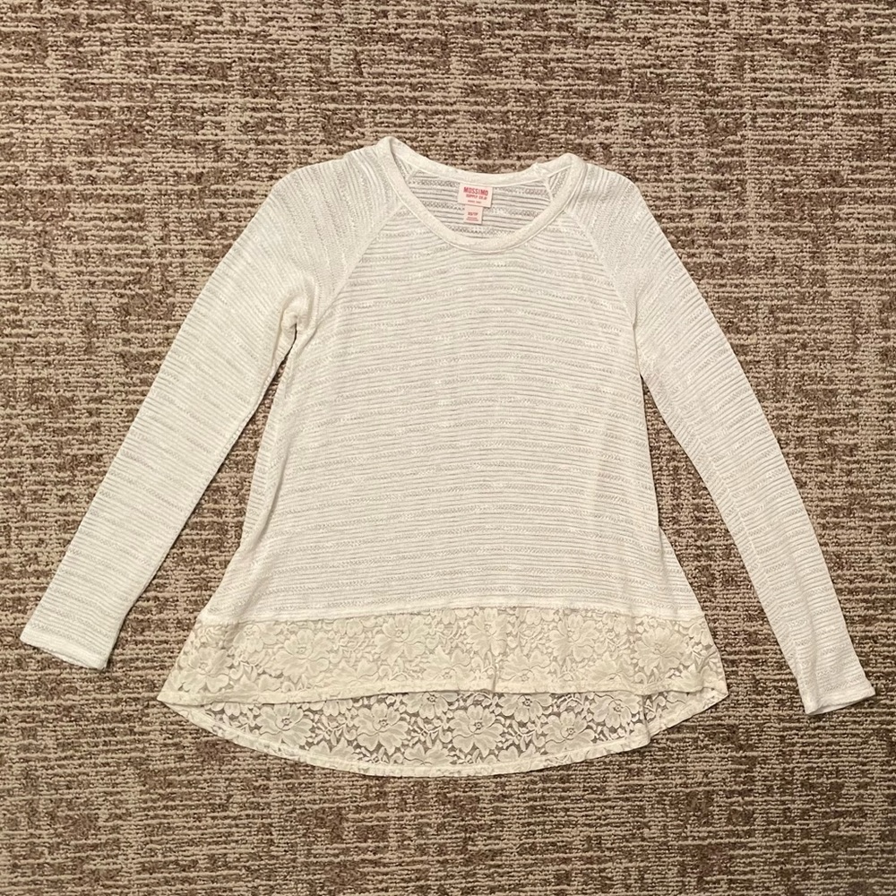 Lace Trimmed White Sweater